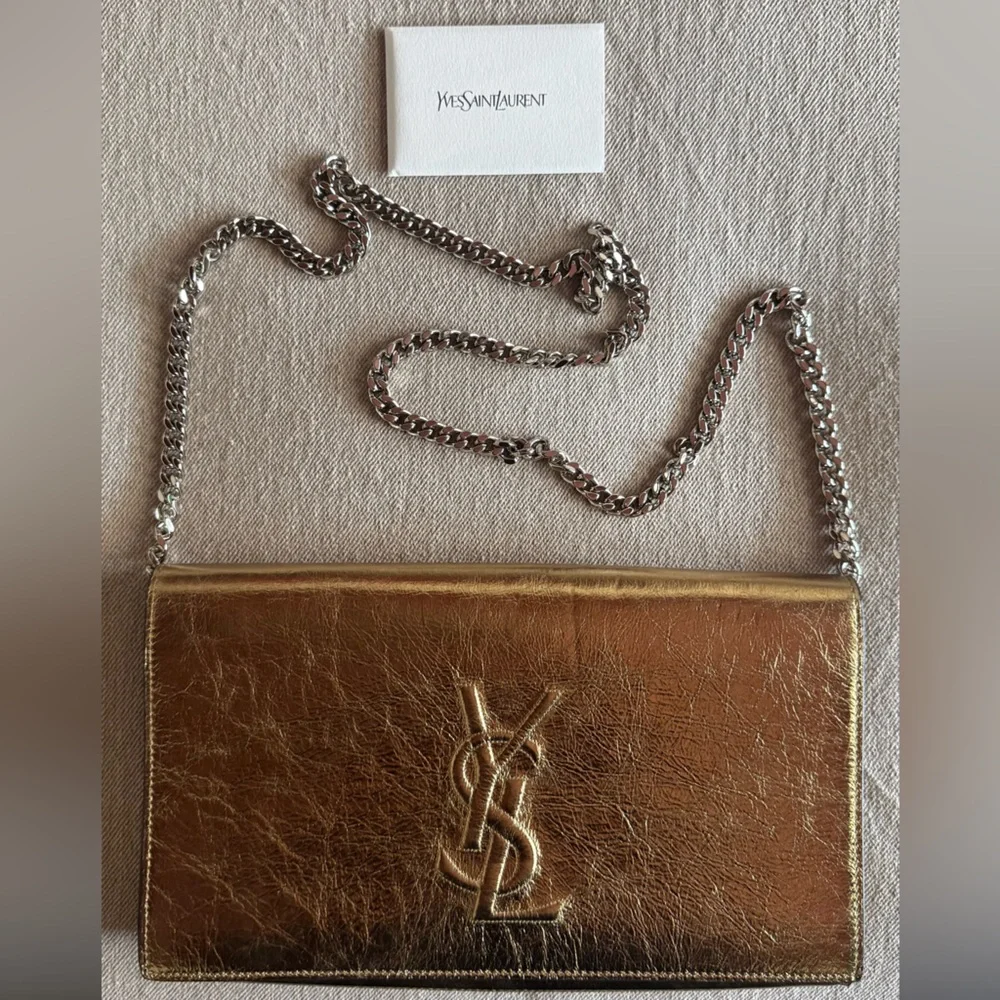 Yves Saint Laurent Black and Gold Leather Wallet - Picture 3 of 6